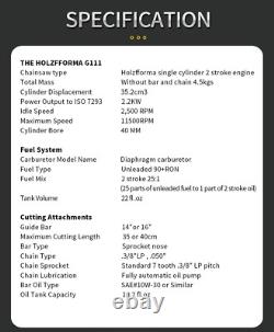 USA-Holzfforma G111 Gasoline Chainsaw For Stihl MS200T Power Head+14in Bar Chain