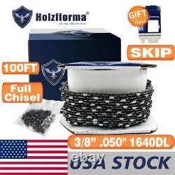 US Stock Holzfforma 3/8.050'' Full Chisel 100FT Roll Chainsaw Skip Saw Chain