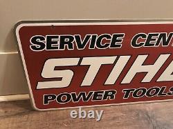 Vintage 1984 Stihl Chain Saws Service Center Metal Dealer Double Sided Sign