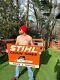 Vintage 2sided Metal Stihl Chain Saw Dealer Outboard Gas Oil Sign Chainsaw 36X28