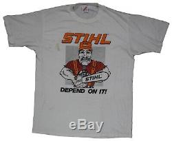 Vintage 80s Stihl Chain Saws T Shirt Size Medium Single Stitch Made In USA Large