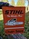 Vintage Huge Stihl The Worlds Best Chain Saws Porcelain Sign 24x 18