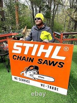 Vintage Metal Rare Lg Stihl Chain Saw Outboard Gas Oil Sign Chainsaw 59x47