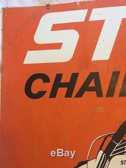 Vintage ORIGINAL STIHL Chain Saw metal Dealer signs Double Sided 36x28