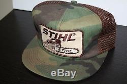 Vintage STIHL CHAIN SAW K-Brand K-Products USA Trucker Hat Cap Snapback Camo USA