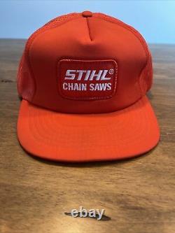 Vintage Stihl Chain Saws Patch Trucker Hat Snapback, Orange