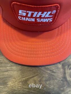 Vintage Stihl Chain Saws Patch Trucker Hat Snapback, Orange