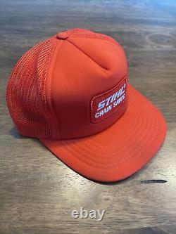 Vintage Stihl Chain Saws Patch Trucker Hat Snapback, Orange