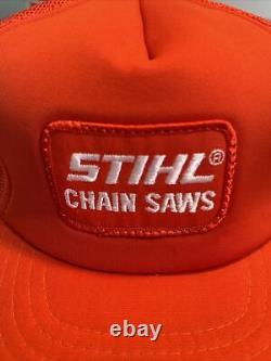 Vintage Stihl Chain Saws Patch Trucker Hat Snapback, Orange