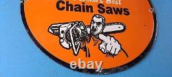 Vintage Stihl Chain Saws Porcelain General Store Gas Pump Plate Service Sign