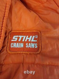 Vintage stihl Chain Saw Puffer Coat / jacket size medium serval zipper 70's-80's